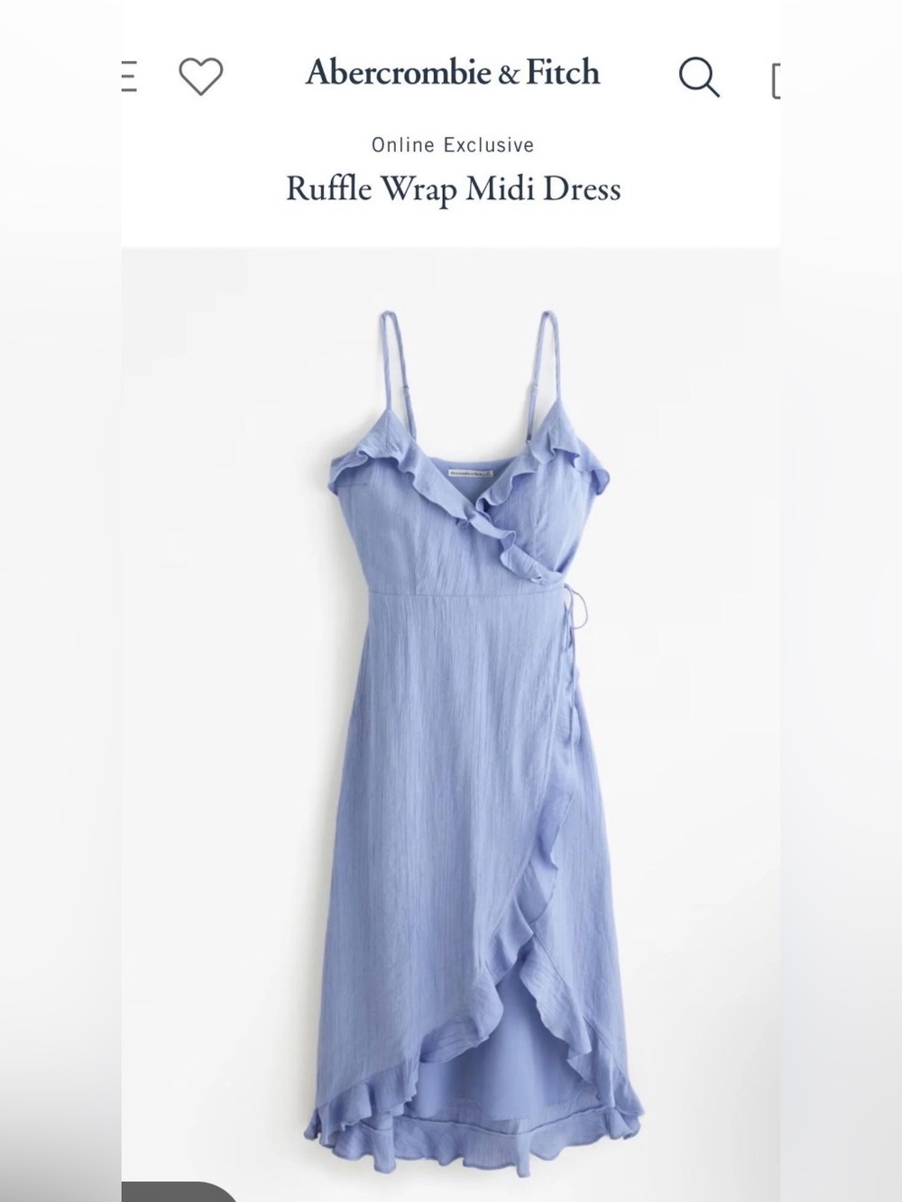 Abercrombie & Fitch Blue Ruffle Midi Wrap Dress